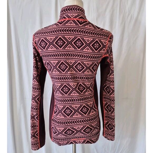Kari Traa Womens Burgundy Pink Fair Isle Flette Fleece Jacket Small - Picture 7 of 8